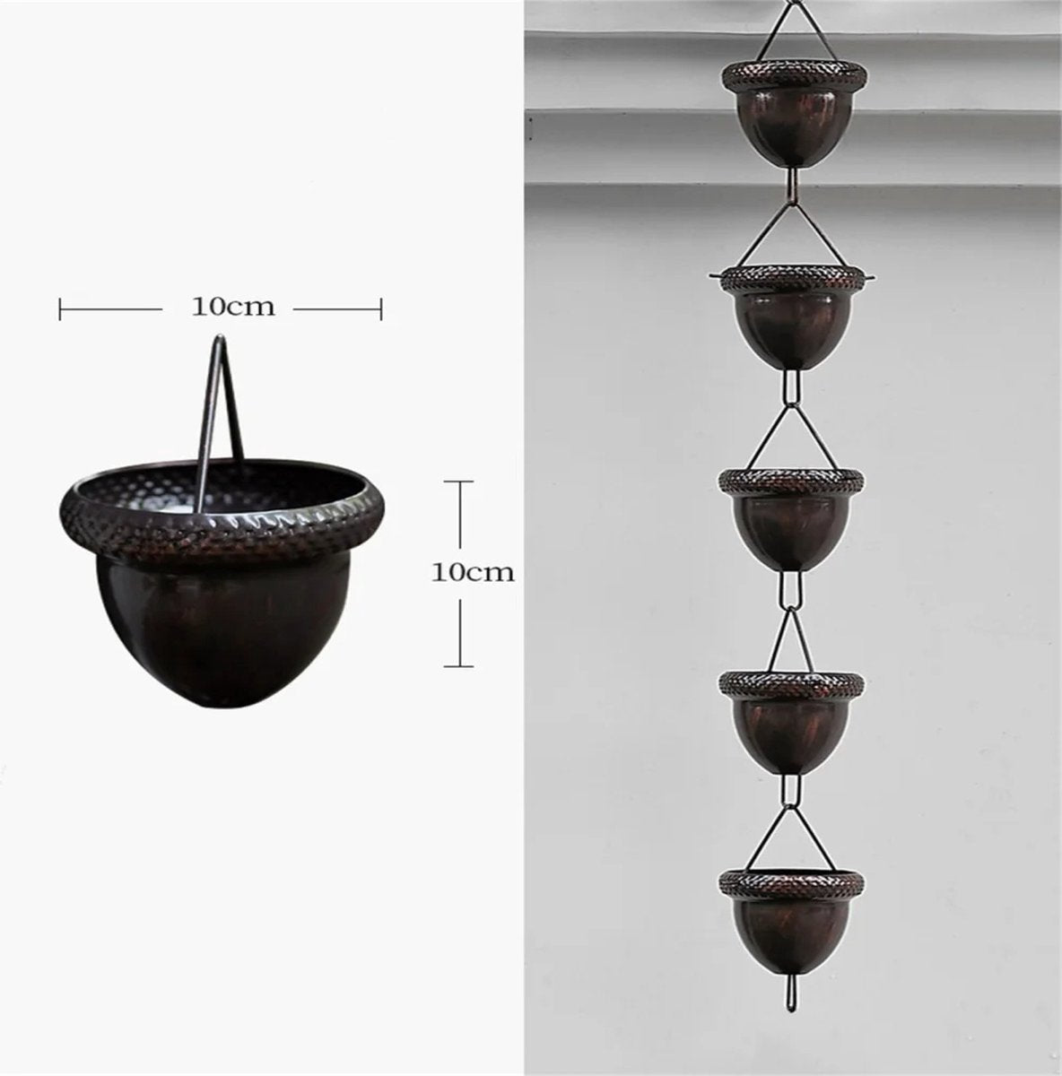 ShopEighty8 - Rain Chain - Metal Chain - Rain Catcher - Gutter Decoration - Balcony Decoration - Waterfall Effect - 1.2 M Long - Metal