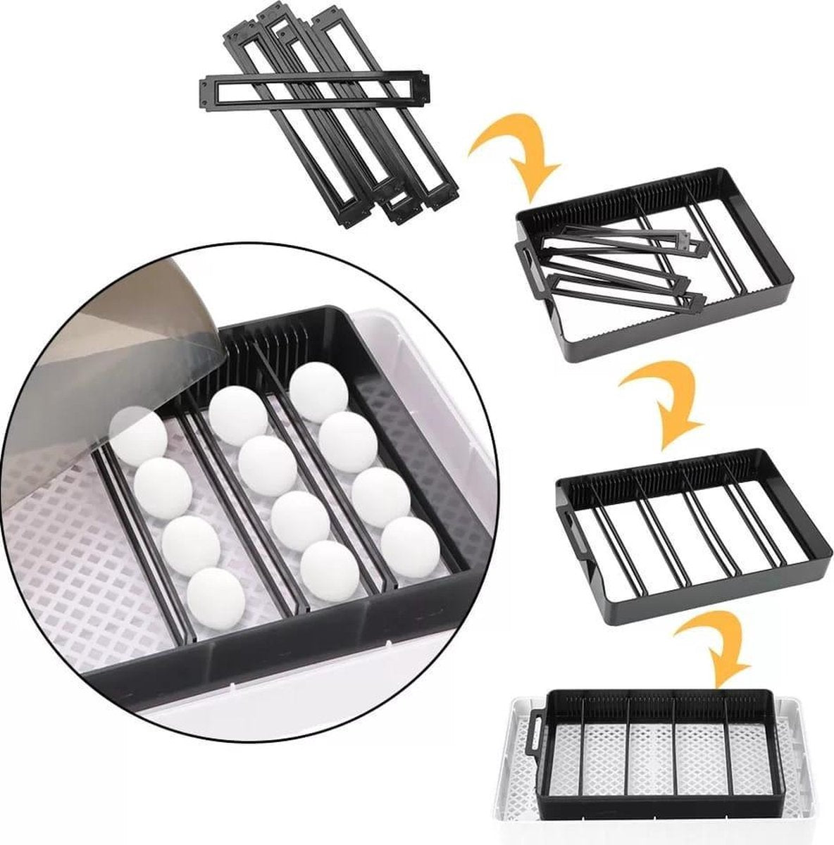 Smart Incubator for eggs - automatic rolling system with integrated candling lamp and water bottle