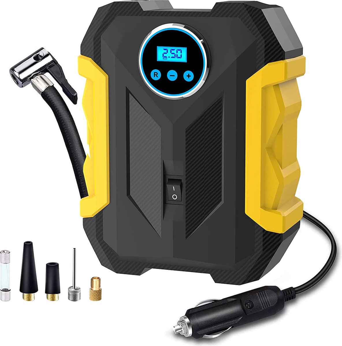 Digital Air Compressor for Car - Portable Tire Inflator with LED Light 12V