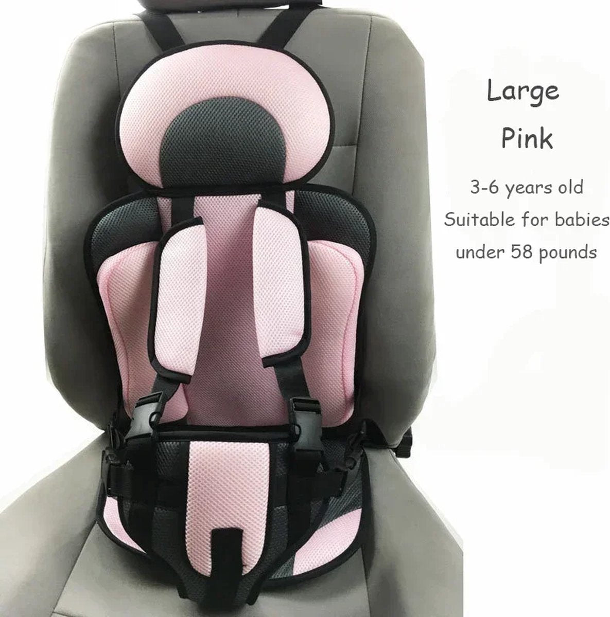 Car Seat for 3 to 6 Years – Breathable and Adjustable Safety Seat with Seat Cushion and Portable Seat Mat – Suitable for Babies and Toddlers – 56x24x36 cm
