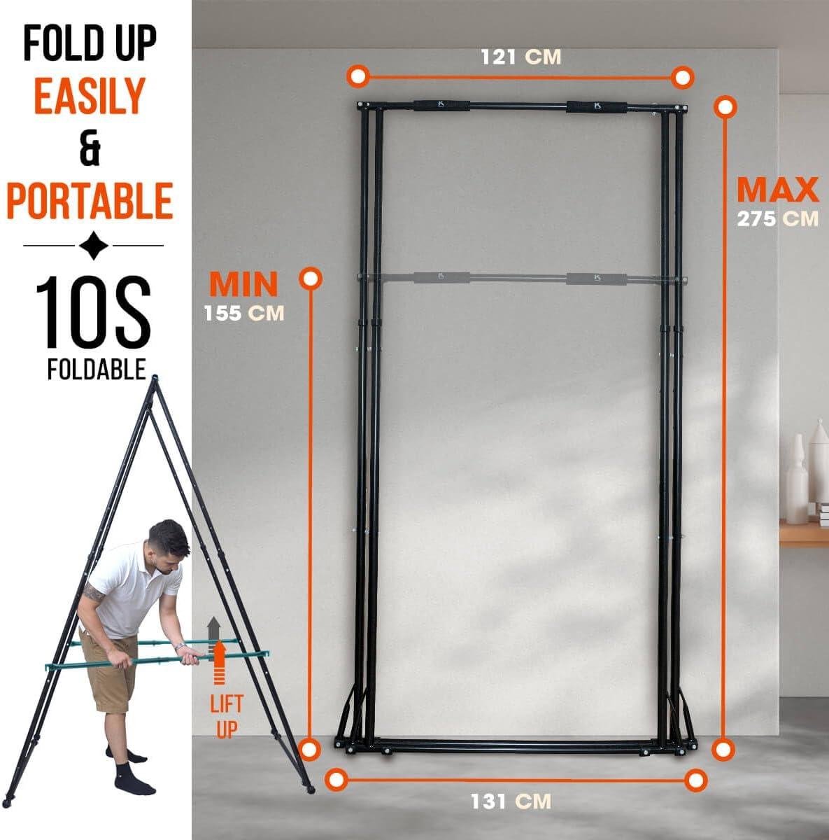 Pull up station Hoog en stabiel opvouwbaar optrekrek Standalone – Voor binnen en buiten in hoogte verstelbaar fitness optrekstation
