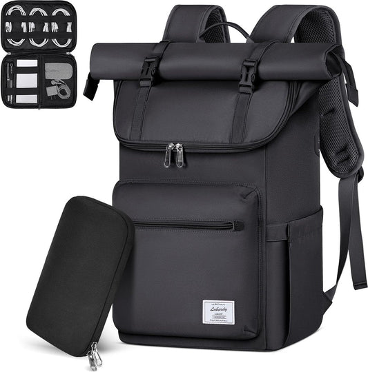 Backpack Waterproof and Durable - Laptop Compartment 17 inch with USB Charging Station - Anti-Theft - Travel Bag - School Backpack - Adjustable Backpack - Black