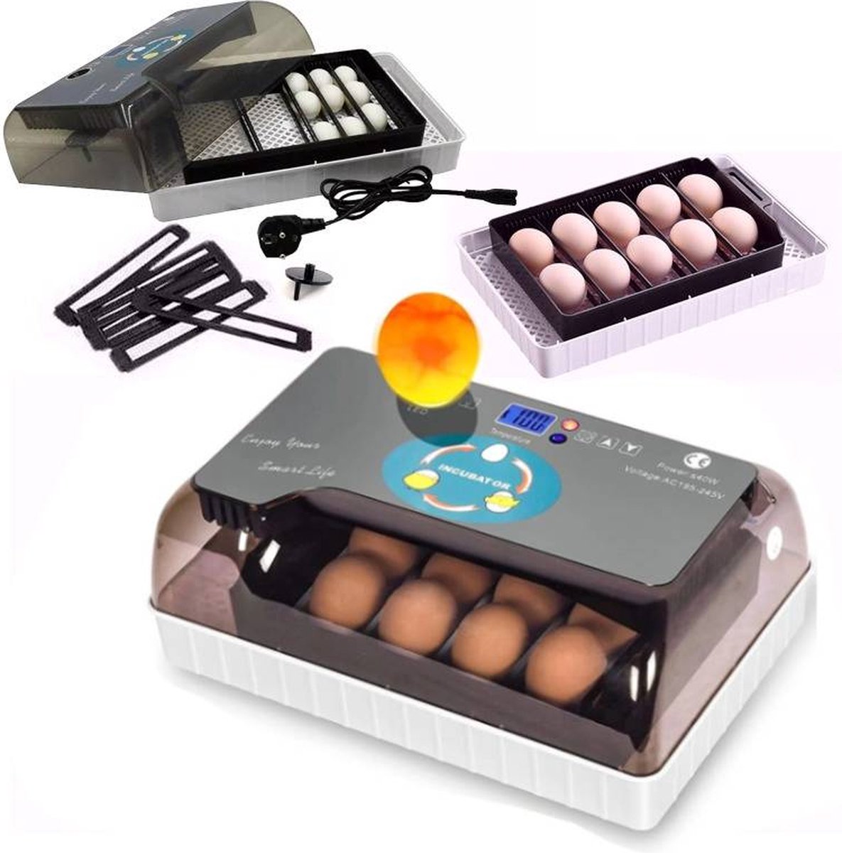 Automatic Egg Incubator with Heating Plate Incubator with Luxury Hygrometer - Up to 60 Eggs