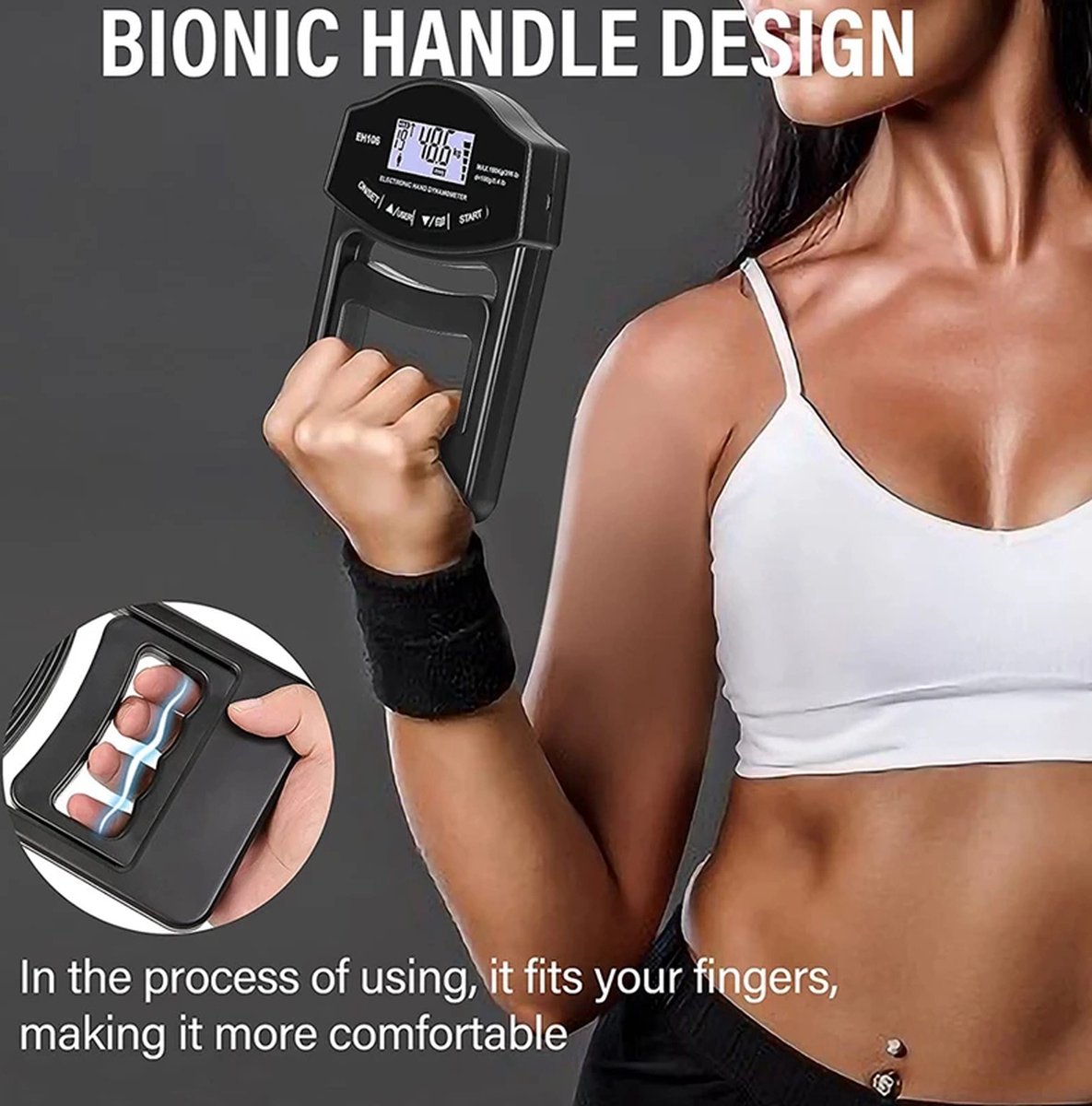 Digitale handdynamometer tot en met 396 lbs/180 kg - Gripsterktetester - USB en batterij - LCD-scherm handgreep - Innovatief - Persoonlijke records bijhouden - Vingerkrachttraining - Handtrainer