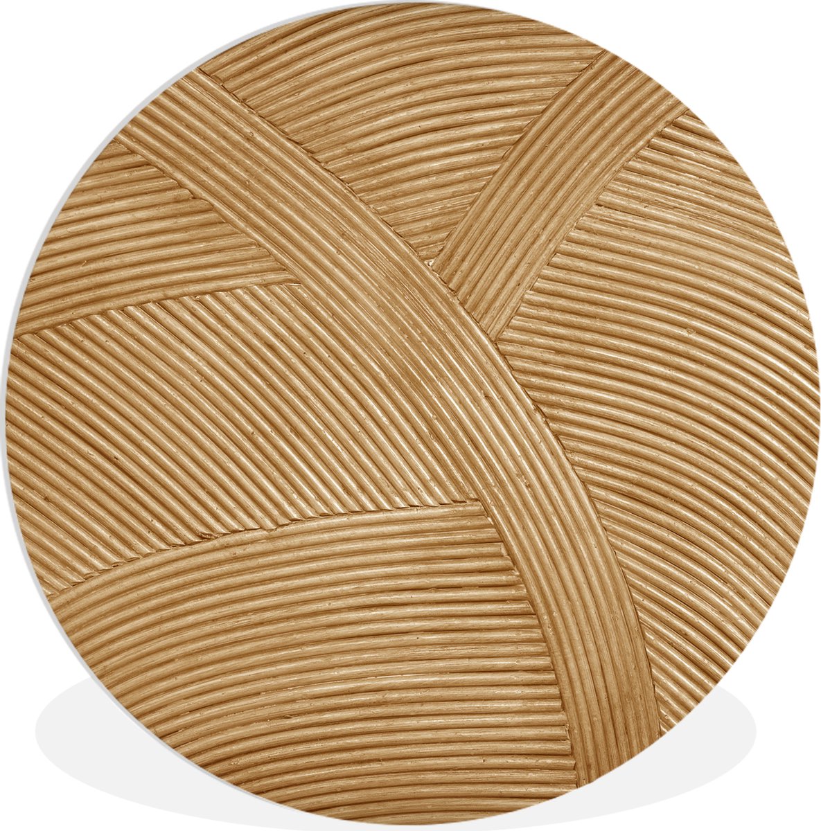WallCircle® Wandcirkel 90 x 90 cm - Muurcirkel Structuur - Natuur - Rotan Kunst - Natuurlijk Modern - Muurdecoratie woonkamer - Wanddecoratie slaapkamer - Kamer decoratie accessoires - Ronde schilderijen - Woonaccessoires cirkel binnen