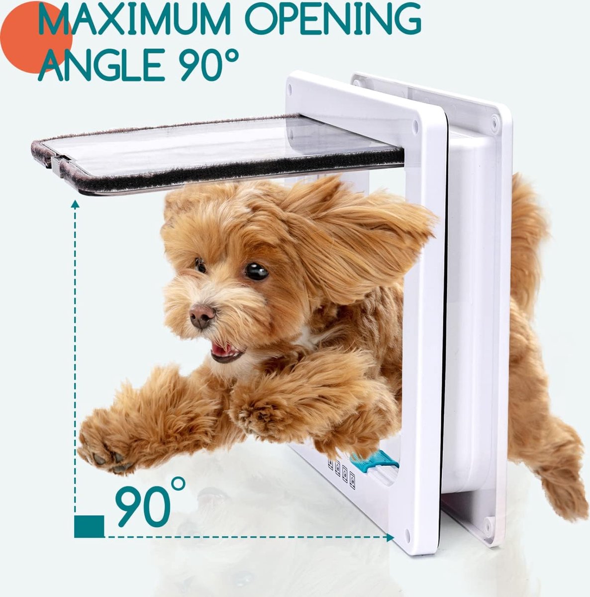 Kattenluik Hondenluik 4-weg magneetsluiting voor katten Hondenluik Kattenluik Huisdierluik Binnendeur voor katten en kleine honden (wit, XL)