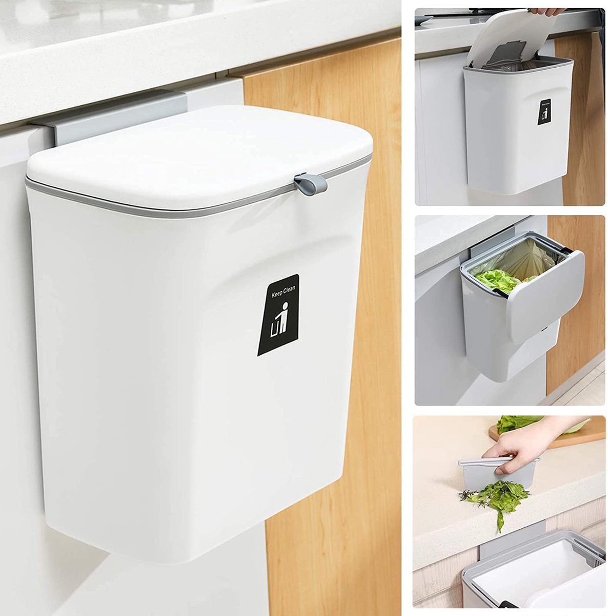 Waste bin white 23.7 x 13 x 29.5 cm