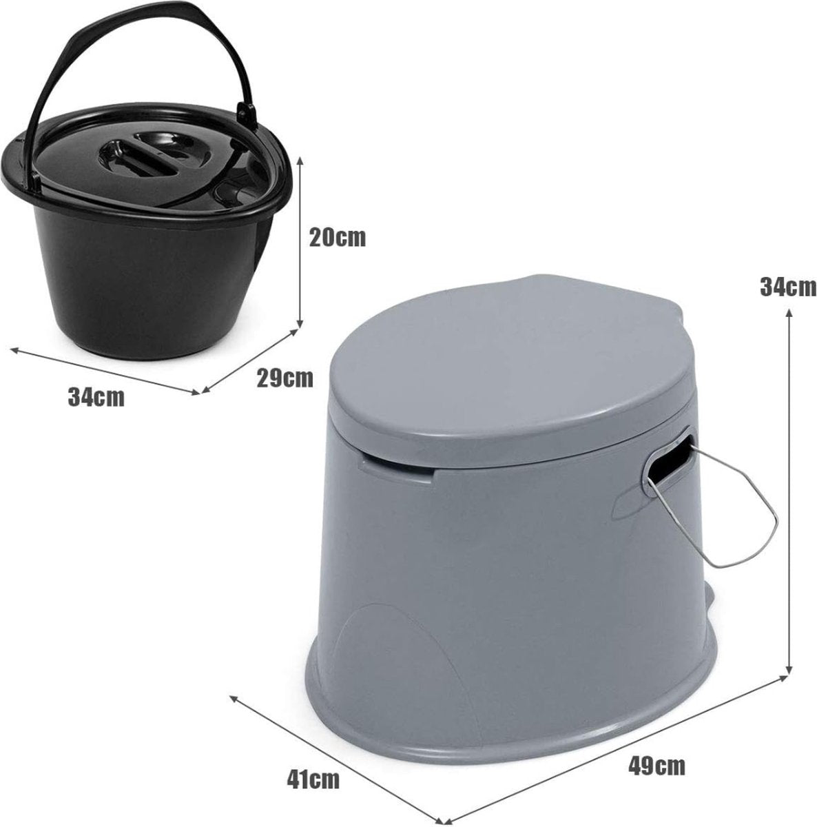 Kampeertoilet Hoge Zit – Draagbaar Toilet Met Toiletpapierhouder – Kampeertoilet Met Maximale Belasting 200 KG – Chemisch Toilet Met Verwijderbaar Emmerinzetstuk - Voor kamperen, Wandelen En Reizen - Reistoilet