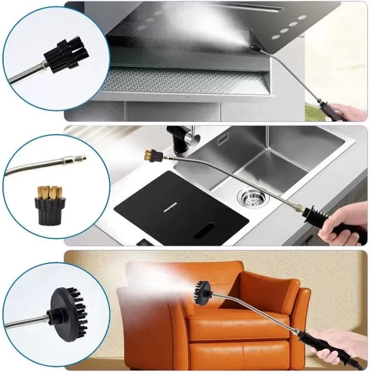 Hogedrukreiniger - Stoomreiniger - Huishoudelijk - Voor Keuken - Voor Badkamer - 2500W - Stoomslandlengte 2,2m - 900ml watertank