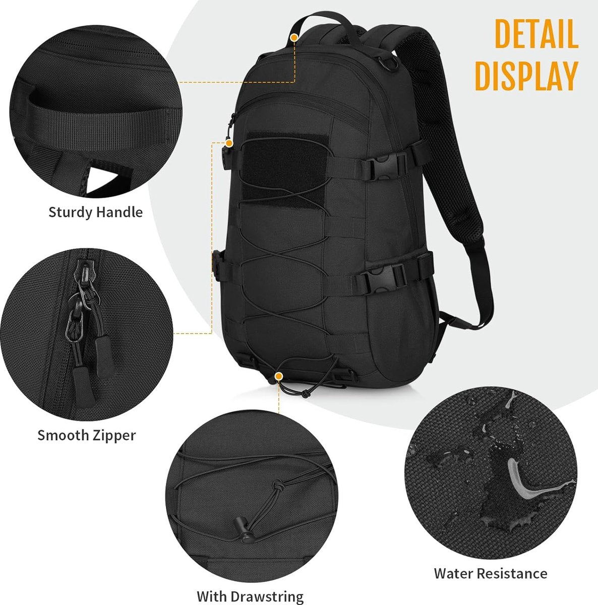 Tactische Rugzak, 25 liter, 1000D nylon, tactische dagrugzak, leger, wandelrugzak, Molle gevechtsrugzak, waterafstotend, voor heren en dames, universiteit, reizen, sport, outdoor, klimmen,