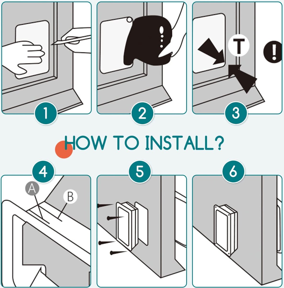 Kattenluik Hondenluik 4-weg magneetsluiting voor katten Hondenluik Kattenluik Huisdierluik Binnendeur voor katten en kleine honden (wit, XL)