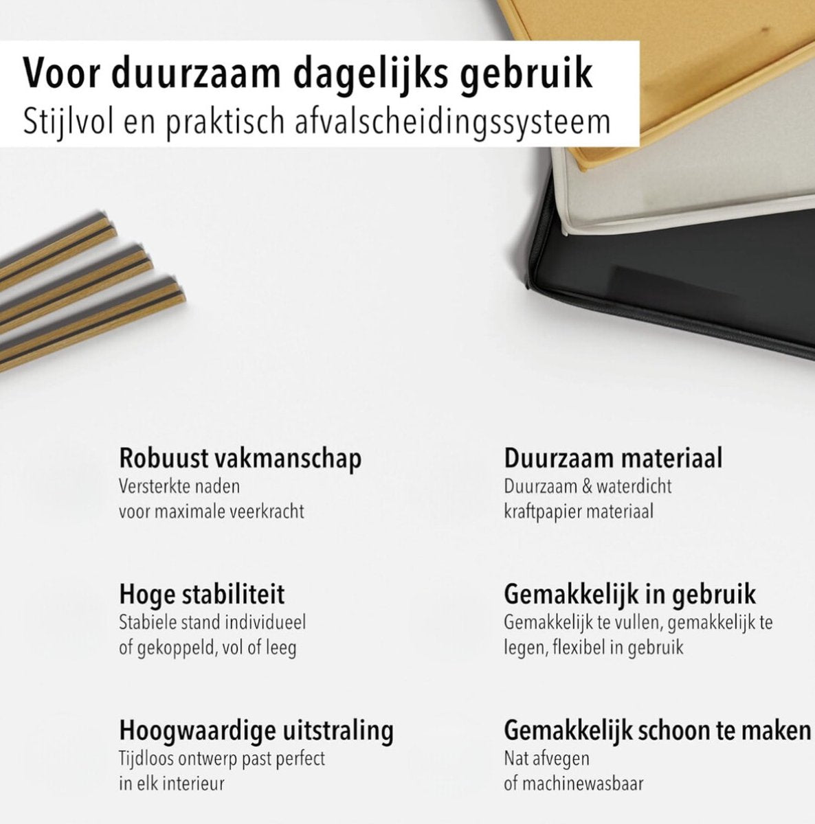 YOLO SHOP® afvalscheider - Afvalbak met 3 compartimenten voor het scheiden van glasafval - oud papier - plastic leeggoed - Grote verzamelcontainers voor afvalopslag in de keuken