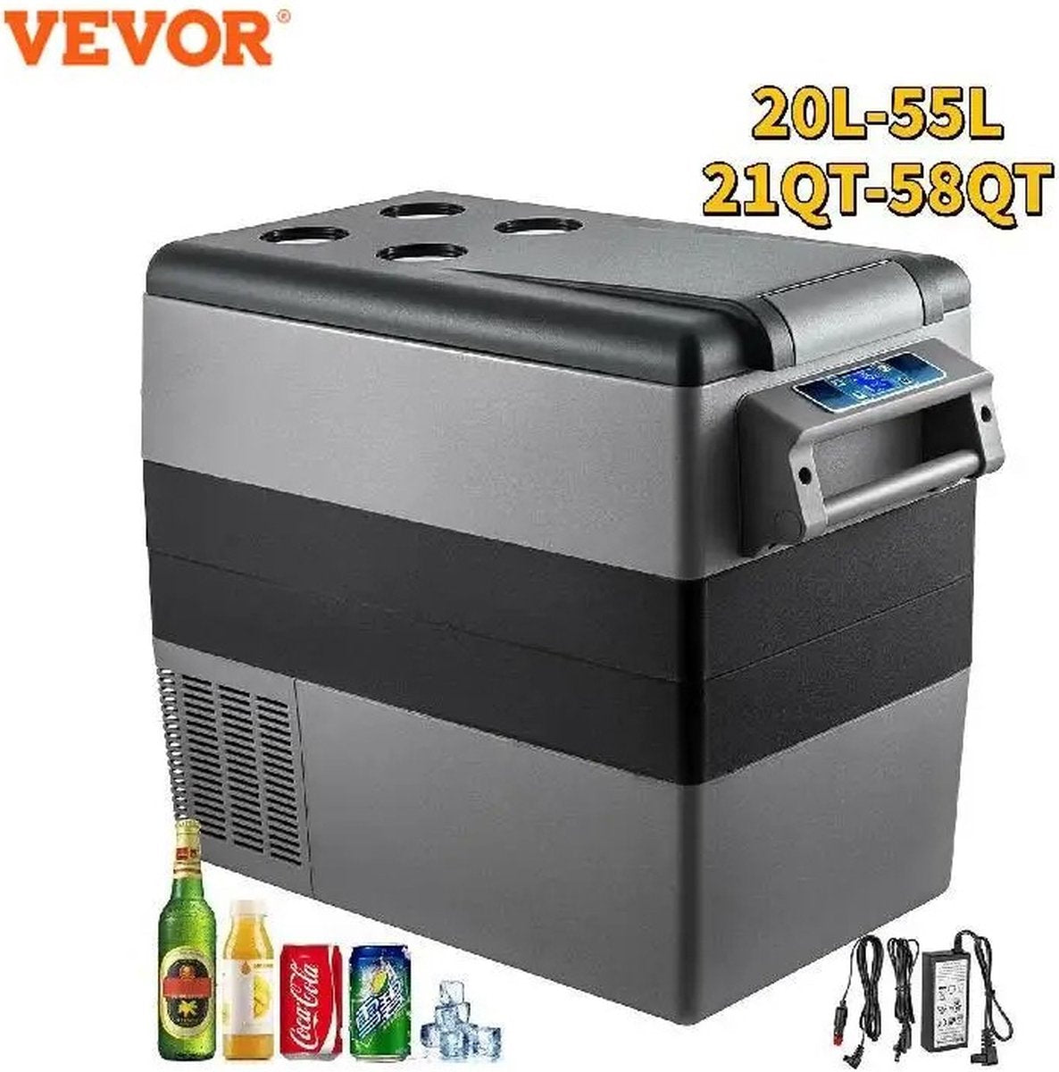Verkoop Nederland® - 35L - Koelbox Auto - Elektrische Koelbox - Koelkast - Vriezer - Draagbare Compressor Koeler - 12/24V DC 110-240V - Koelbox voor Camping - 60W