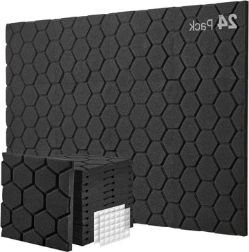 24 geluidsabsorberende akoestische panelen - 30x30x25cm - geluidsisolatie mat voor podcast studio en gaming - zwart acoustic panels
