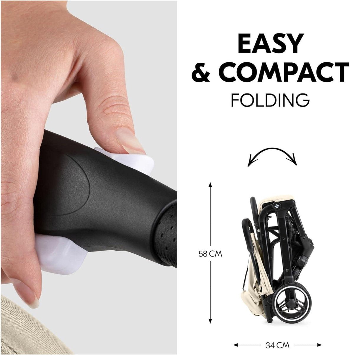 Travel buggy with lie-flat function - UV protection 50+ - Loadable up to 25 kg - Compact fold - Vanilla Buggy collapsible airplane