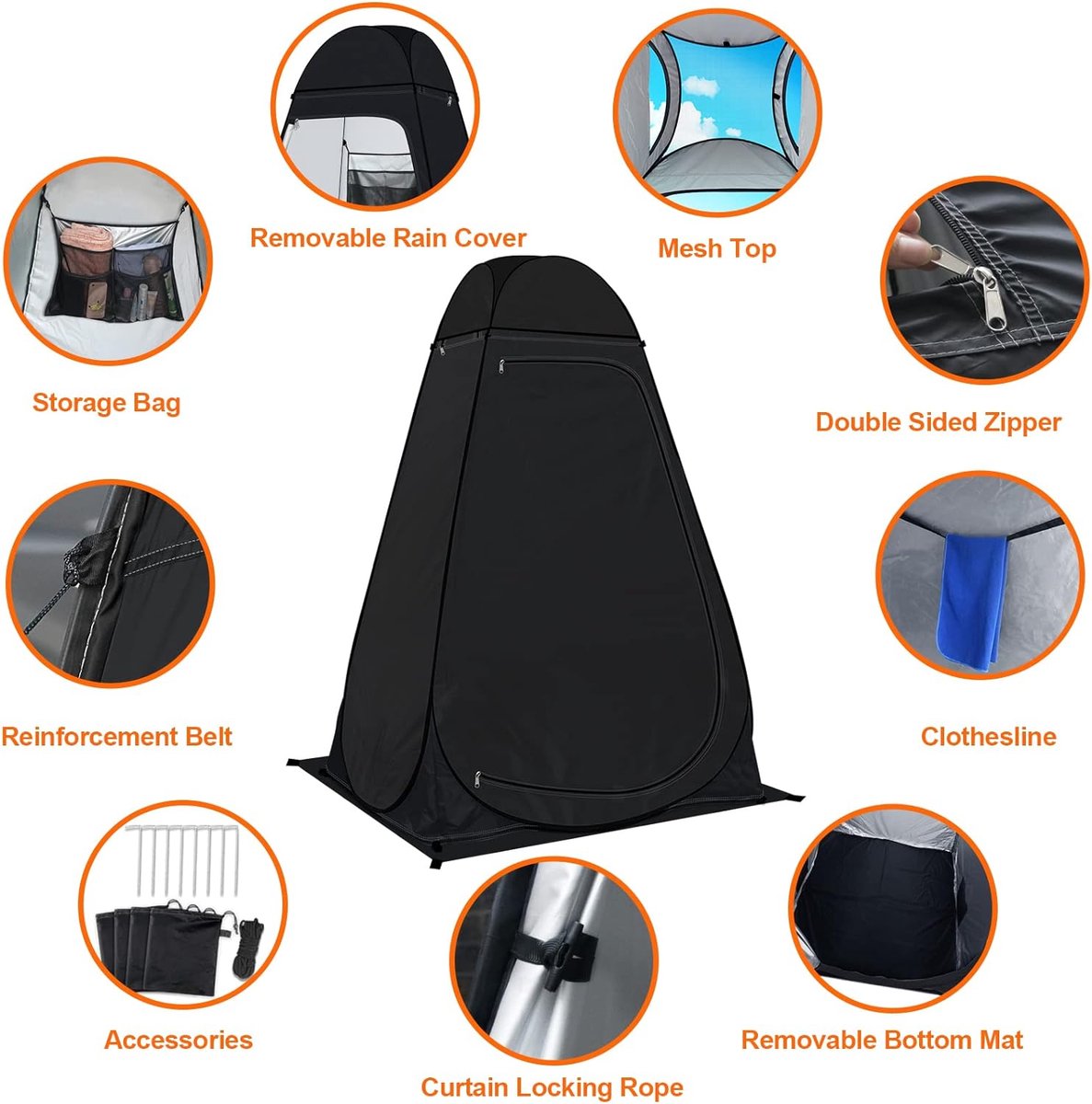 Camping Toilettent, Douchetent, Pop-up Omkleedtent, Privacy Toilet Kleedkamer Opbergtent, Mobiele Outdoor Toilettent voor Camping & Strand, met Draagtas (UV 50+)