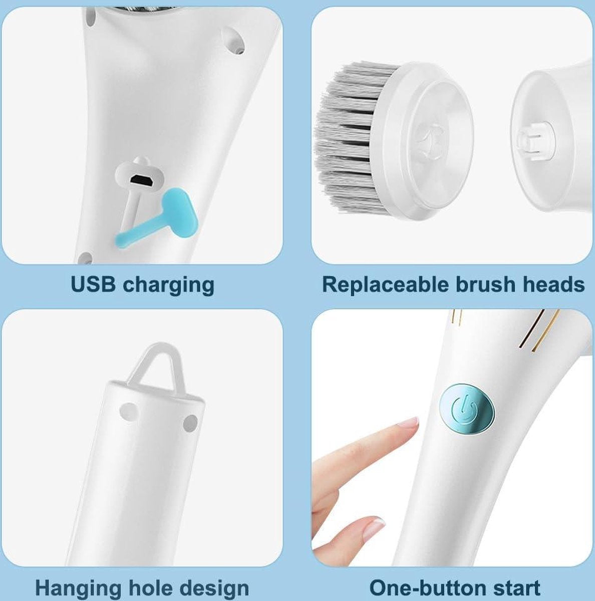 360° Draadloze Elektrische Reinigingsborstel voor Badkamer, Douche, Bad, Glas, Auto