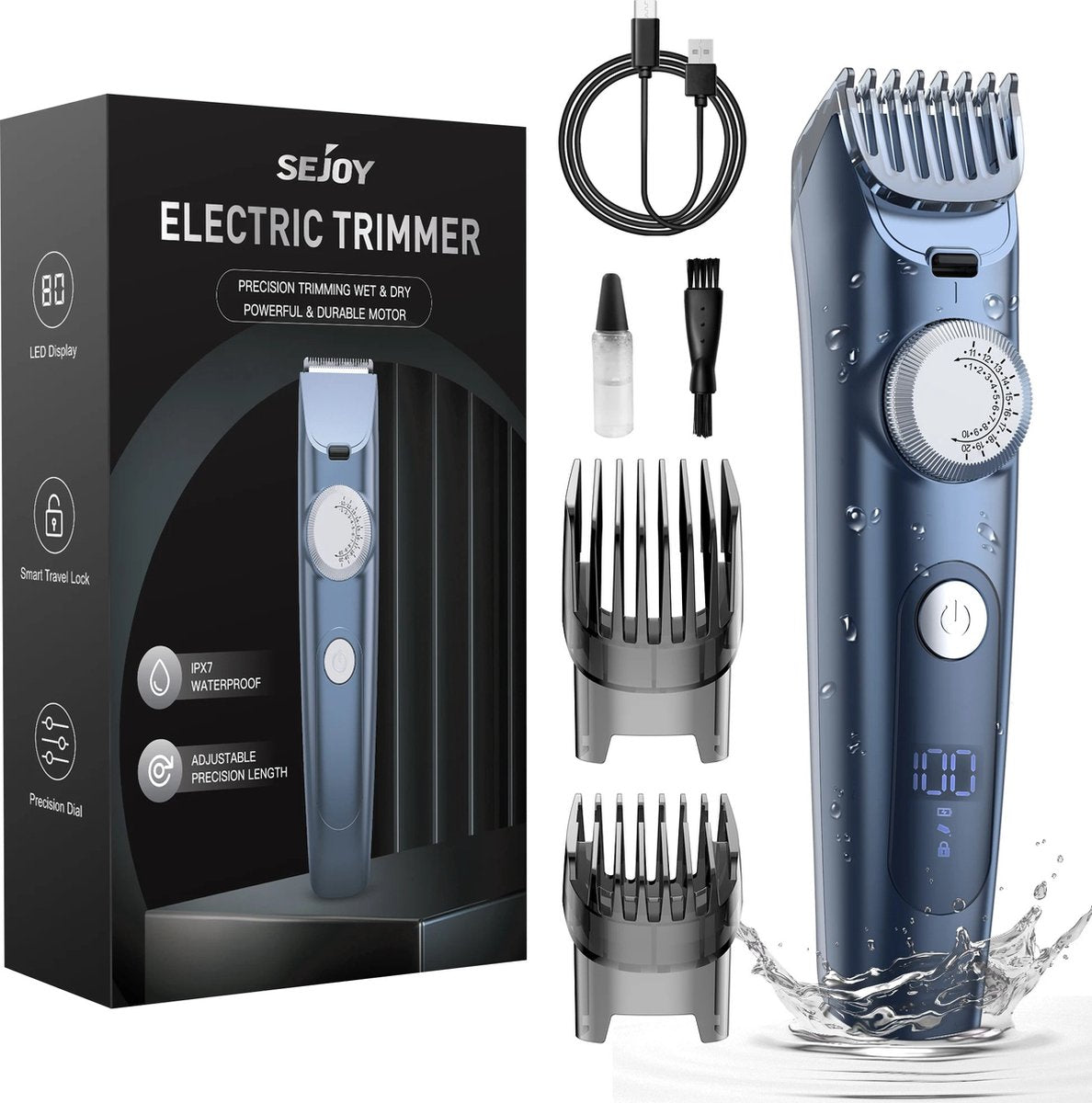 Tondeuse - Waterdicht - Professionele Snoerloze Tondeuse - Elektrische Haartrimmer - Kapperstrimmer - Mannen - Blauw