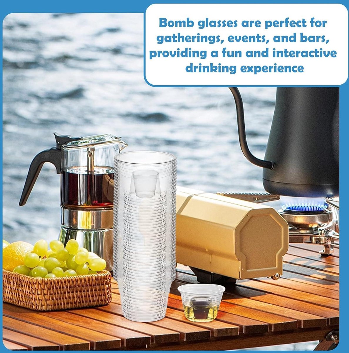 Bomb Shotglas Kunststof Borrelglazen Inzet 100 stuks - Transparante Wegwerp Borrelglazen 100 ml - Herbruikbare Dubbellaagse Beker