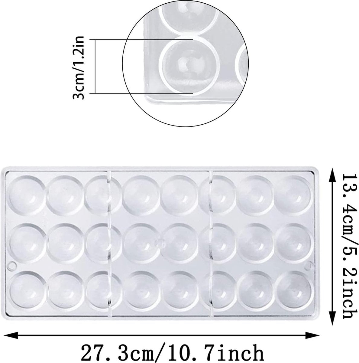 2 stuks polycarbonaat chocoladerepen vorm bonbons vorm polycarbonaat set halve bal chocolade vorm rechthoekige chocolade vorm voor chocolade, ijsblokjes, snoep, bruidstaart