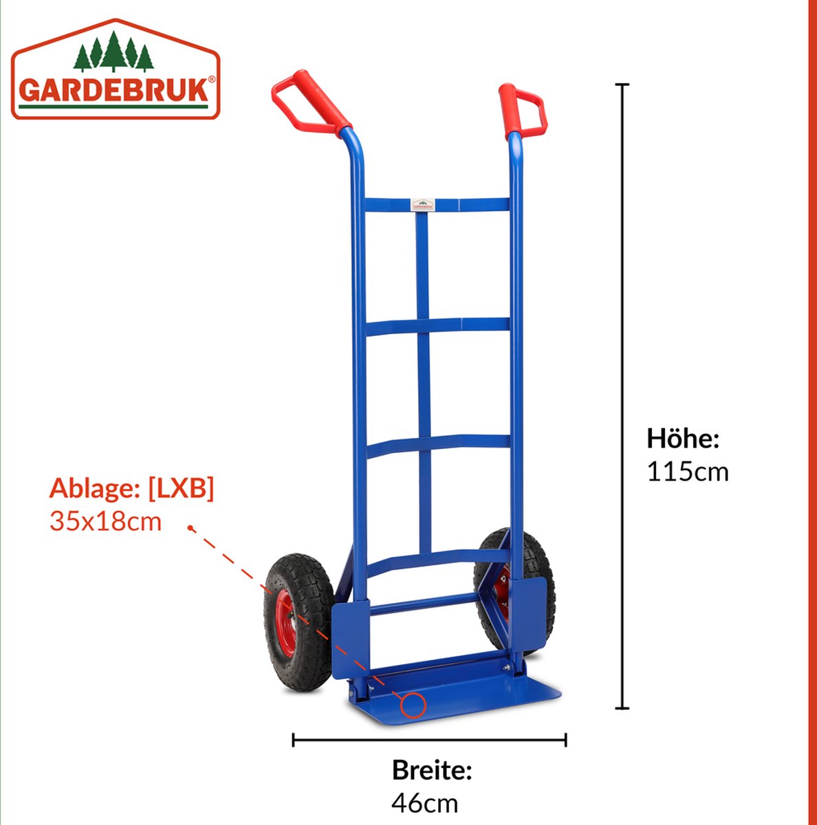 Gardebruk Steekwagen – Opvouwbaar & Luchtbanden tot 200kg – Blauw