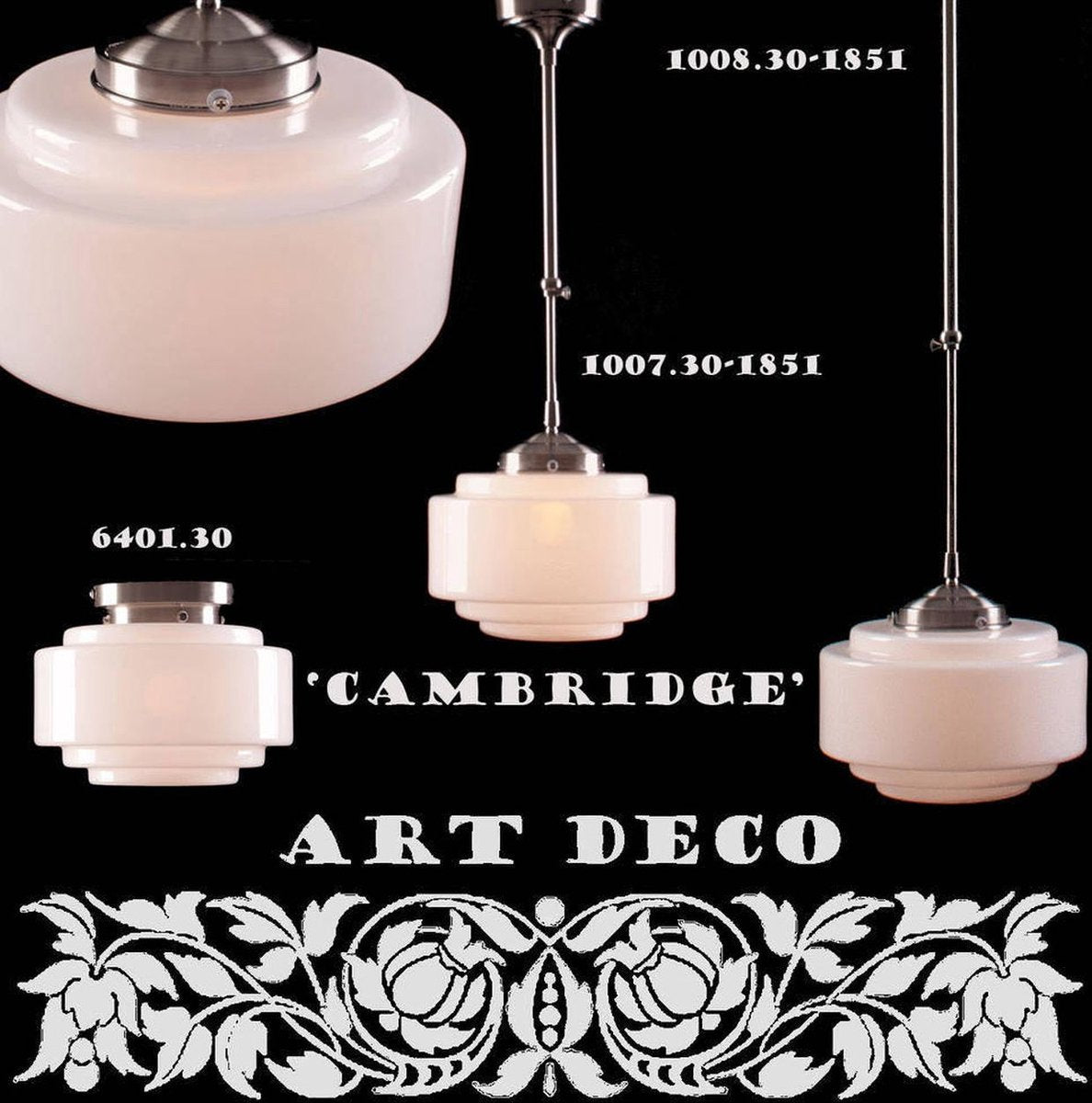 Art deco plafondlamp Cambridge | Ø 25 cm | staal / wit / opaal glas | gispen / retro / jaren 30
