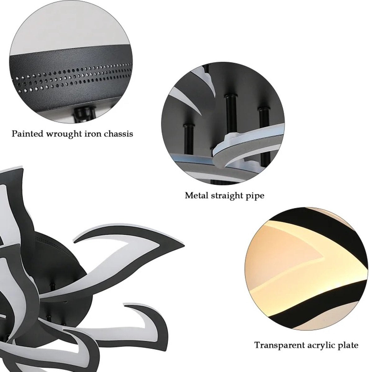 10 Lotus - Dimmable with Remote Control and APP - Ceiling light - Black - Smart lamp - Modern LED Lamp