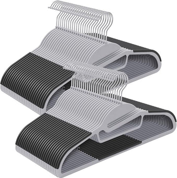 Pak van 50 plastic kledinghangers, extra stevig, S-vormige opening, antislip, 0,5 cm dik, ruimtebesparend, 360Â° draaibare haak, 41,5 cm breed
