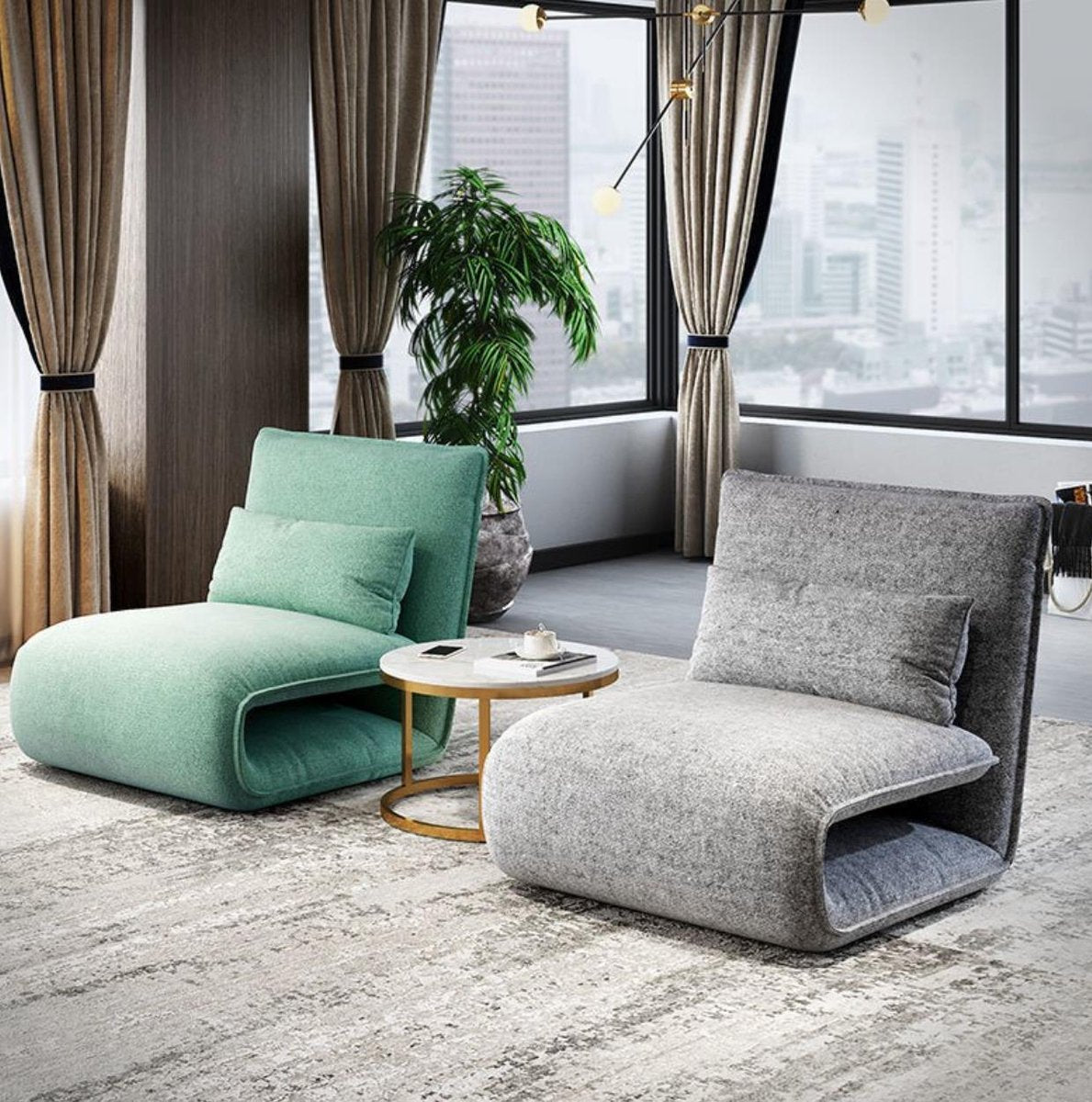 Luxury Sleeping Armchair Blue - Foldable with cushion - Armchair - Lounge chair - Chair bed - Small sofa bed - Small sleeper sofa - Guest bed - Guest chair - Lounge - Bedroom - Living room - Nursery - Trendy