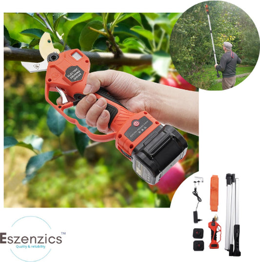 Eszenzicsâ„¢ Telescopische Snoeischaar - Incl. 2 Accu's 21V - Elektrisch - Krachtig 2000mAh - 400W - Tot 190cm en 30mm - Snijsnelheid Instelbaar - Beveiligd