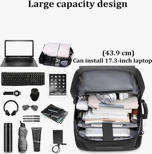 Waterdichte Reistas voor Mannen 17 Inch - Zakelijke Laptoprugzak met Gescheiden Schoenenvak, USB-oplaadpoort, 50L Outdoor Rugzak voor Wandelen, Zakenreizen en Trektochten, Grote Rugzak met Laptopvak en Waterdichte Bescherming