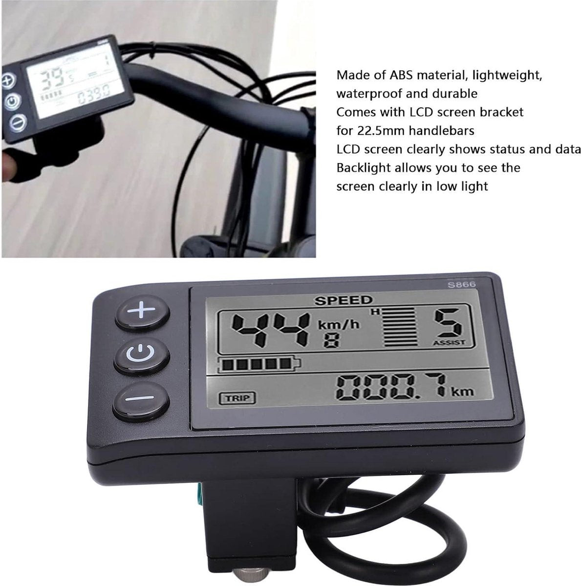 Elektrische Fiets LCD-scherm S866 24 V 36 V 48 V waterdicht fietsweergave e-bike display IP65 bedieningspaneel