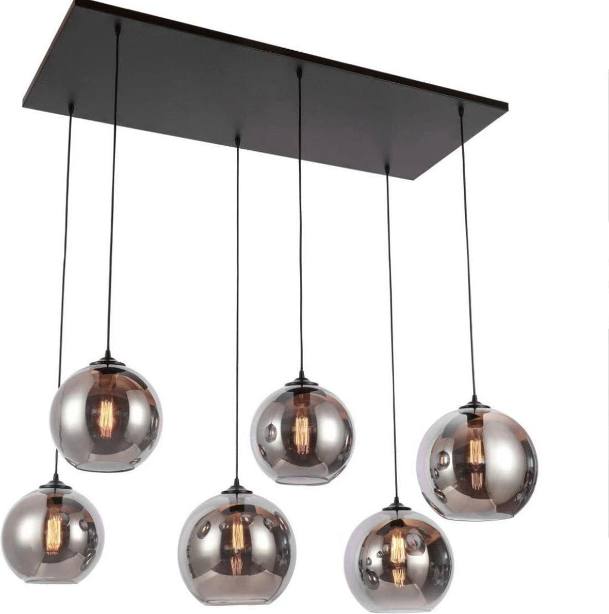 hanging lamp 6 globes smoke glass