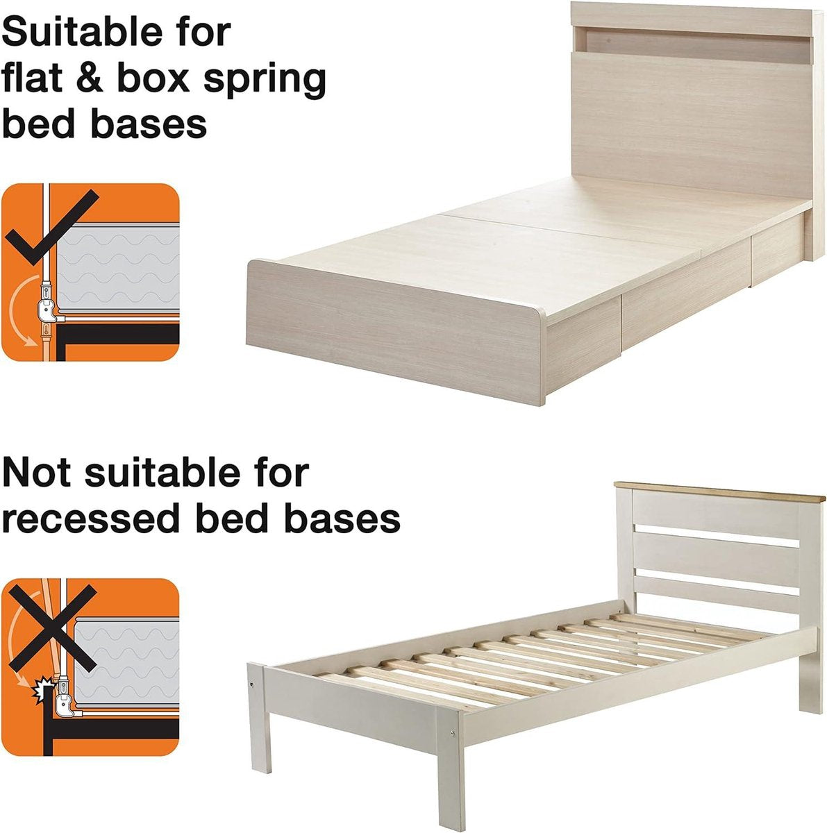 Bedrek Opvouwbare Draagbare Bed Veiligheidsbarrière - Kinderen Volwassenen - Harrogate - 109cm Breed 455cm Hoog - Wit Model F771