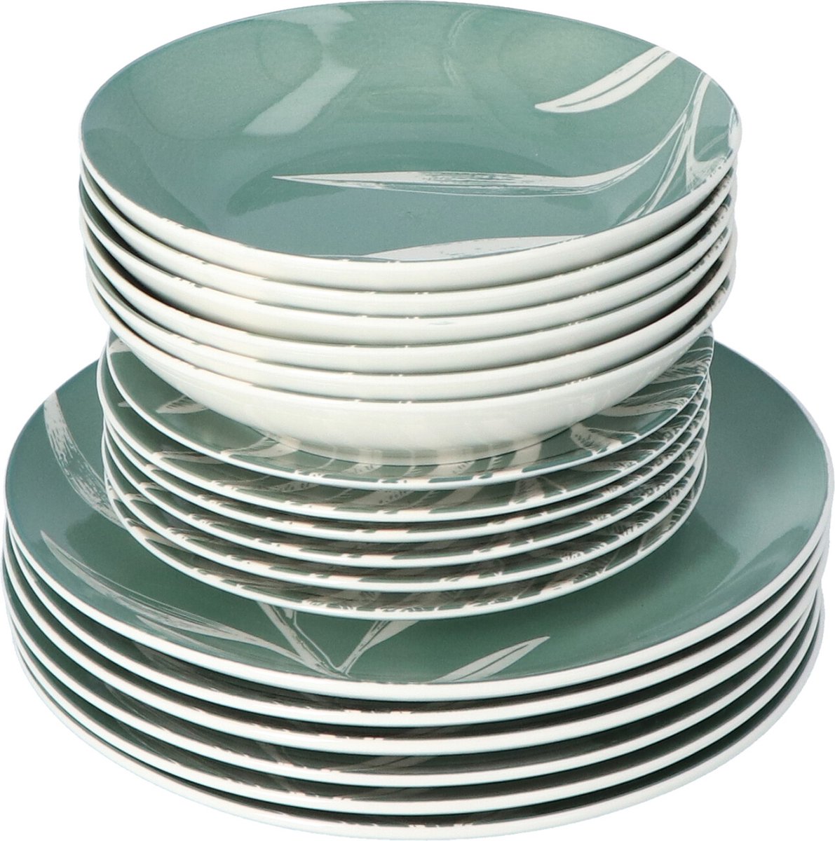 Porseleinen Serviesset Plant Groen - 18-delig Servies 6 Personen