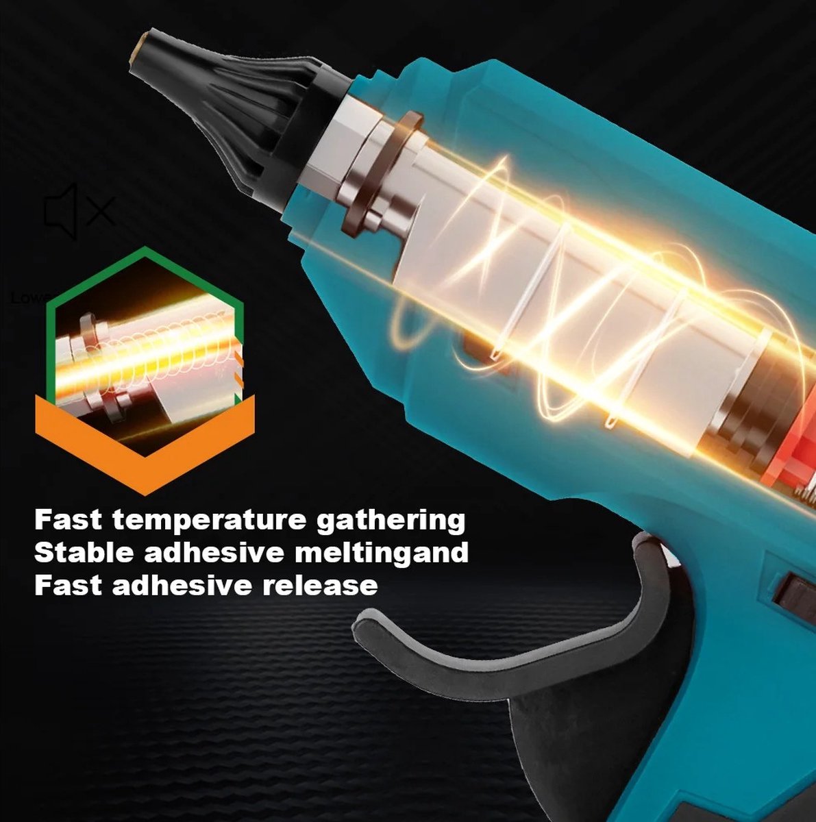 Cordless Hot Glue Gun - Cordless - Includes 2 Batteries - Free 10 Glue Sticks - Suitable for Makita B series 18V Tool Batteries - 100 WATT - Heats Up To 280 Degrees - 11mm Diameter - Blue