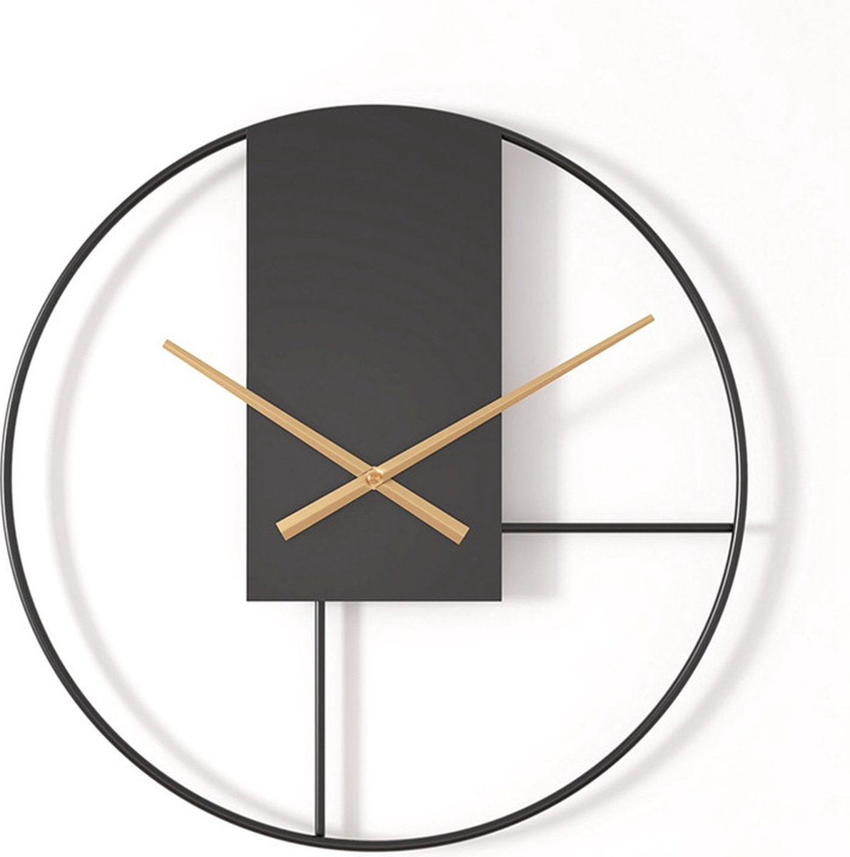 50cm Stijlvolle Scandinavische Metalen Wandklok met Stille Schoonheid-zwart/goud