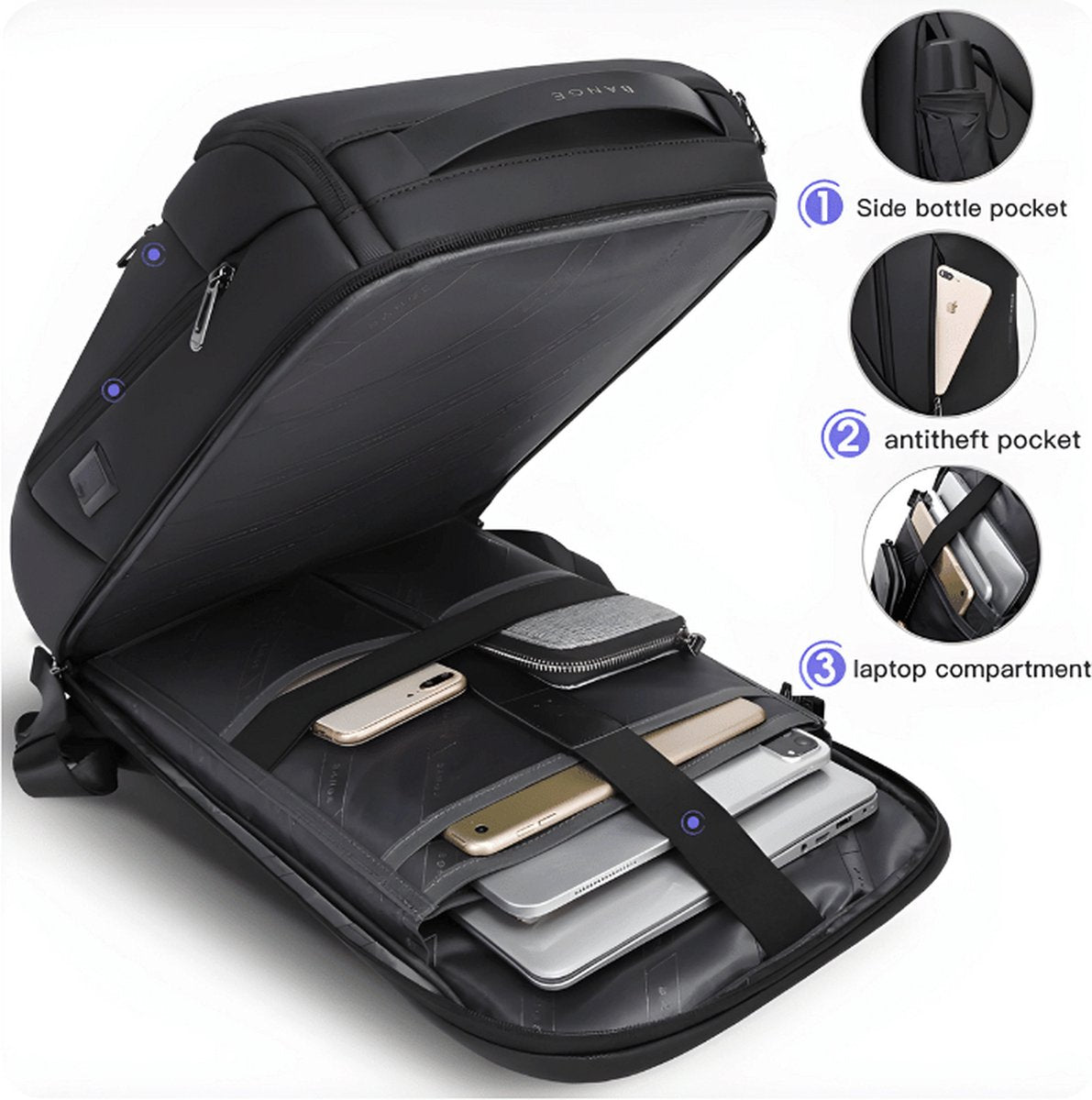 E-shop4u - Laptoptas - 17 inch - Rugzak - Reizen - Zakelijk - School - Waterdicht - Backpacks