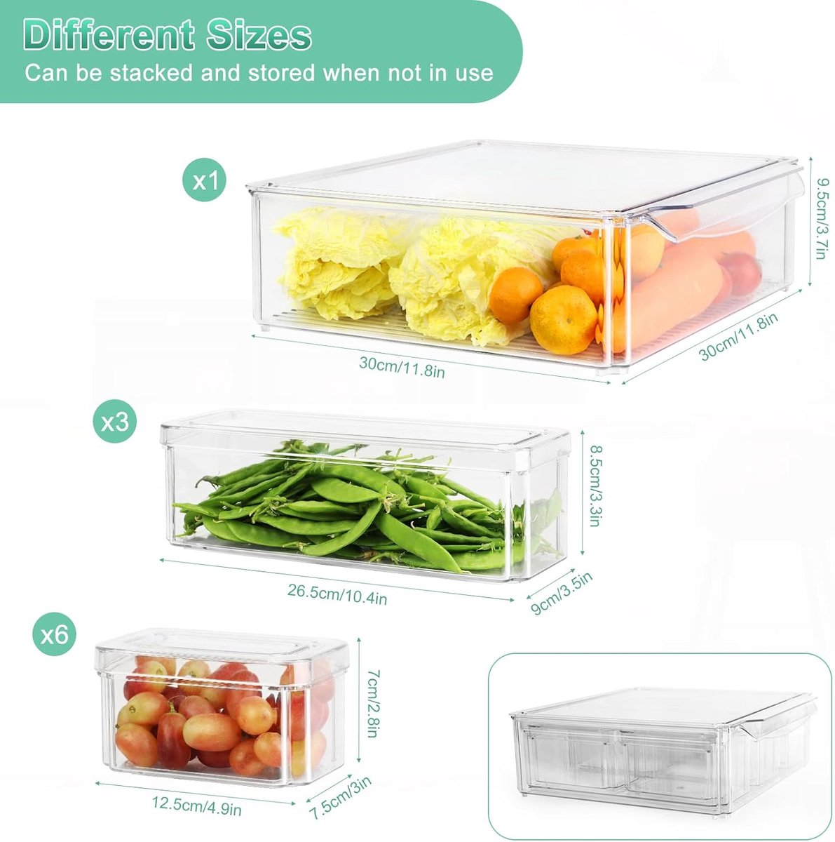 Refrigerator Organizer Bins, Clear Organizer Bins for Refrigerator Storage in Kitchen, Pantry, Laundry Room, Bathroom, Set of 10