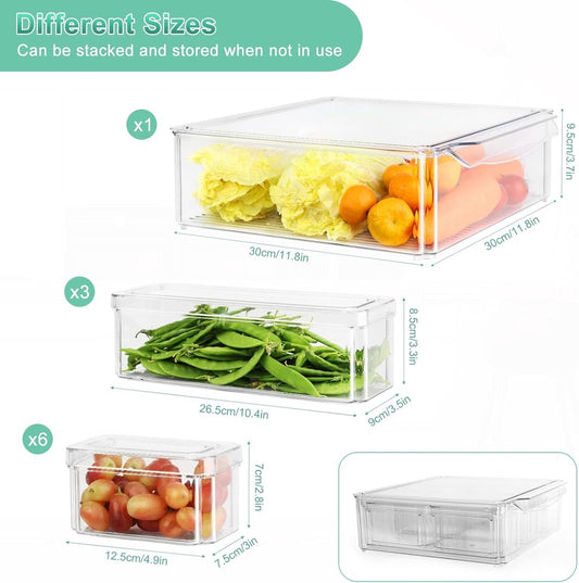 Refrigerator Organizer Bins, Clear Organizer Bins for Refrigerator Storage in Kitchen, Pantry, Laundry Room, Bathroom, Set of 10