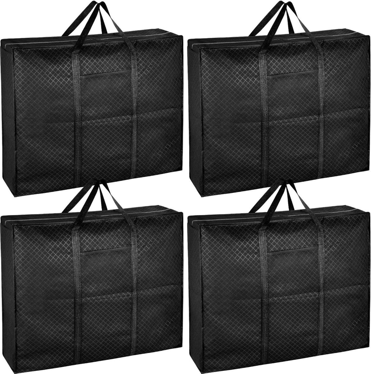 Extra grote opbergzakken voor verhuizen - 140L - opbergzak onder bed met ritssluiting voor kleding dekbed - reizen kamperen - opvouwbare verhuisdozen - groot sterk - zwarte lakens organizer