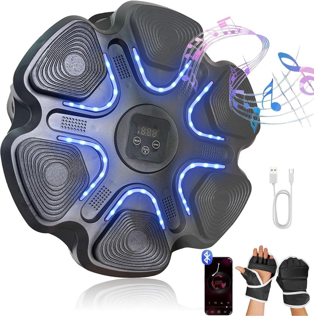 Music Boxing Machine Liteboxer - Aan de muur bevestigde boks workout met Bluetooth - Snelheidsinstelling - Muziek boks machine met muziek