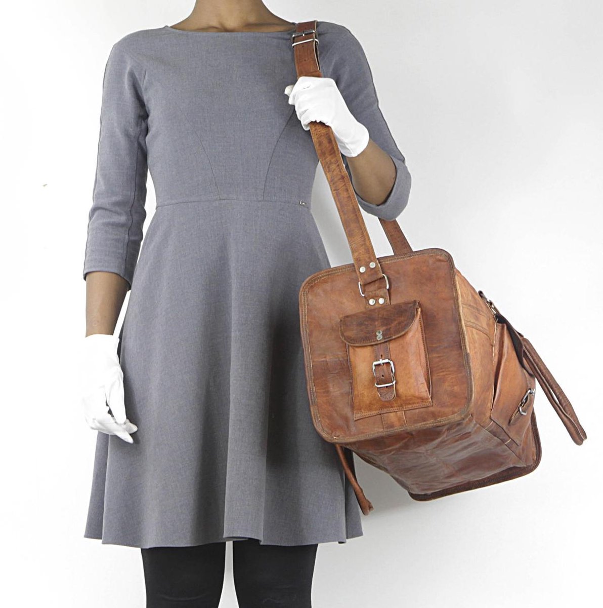 Travel bag made of REAL LEATHER - Sports bag - Weekend bag MALAGA Real Leather - Cognac Brown -HANDMADE VINTAGE STYLE Duffle bag