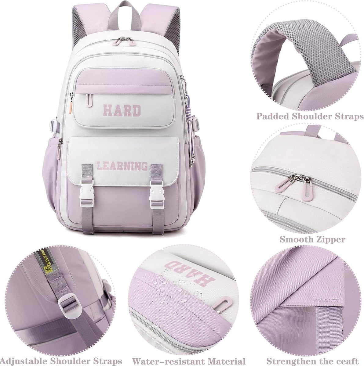 Schoolrugzak voor meisjes, tieners, jongens, multifunctionele, waterdichte schooltas, dagrugzak, grote rugzak voor meisjes en dames