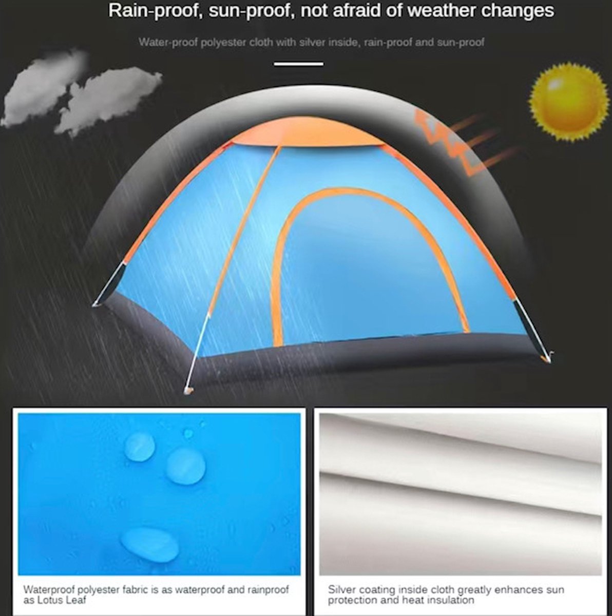 Pop-up tent for 1 person, beach tent, quick to set up, waterproof, lightweight, camping, breathable, for camping, climbing, fishing, survival, festivals