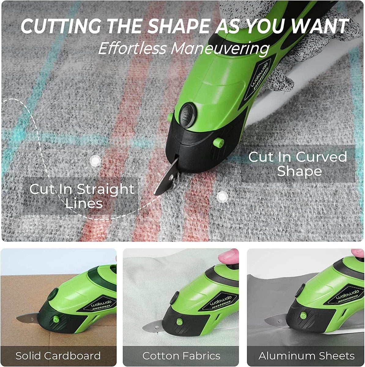 Cordless Rotary Cutter - Electric Fabric Scissors Multicutter for Leather and Cotton - Fast Charging 4V Universal Cutter
