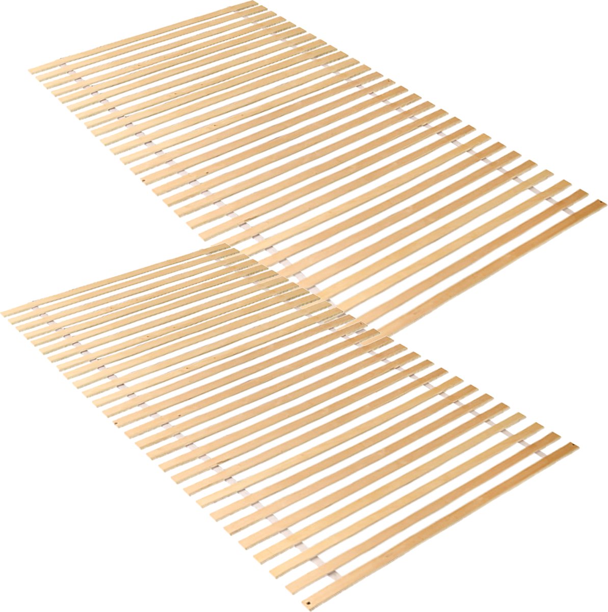 Lattenbodem 90 x 200 cm 2 stuks - Bedbodem - 28 latten - Vlak - Max. 150kg - Hout - Rol lattenbodem