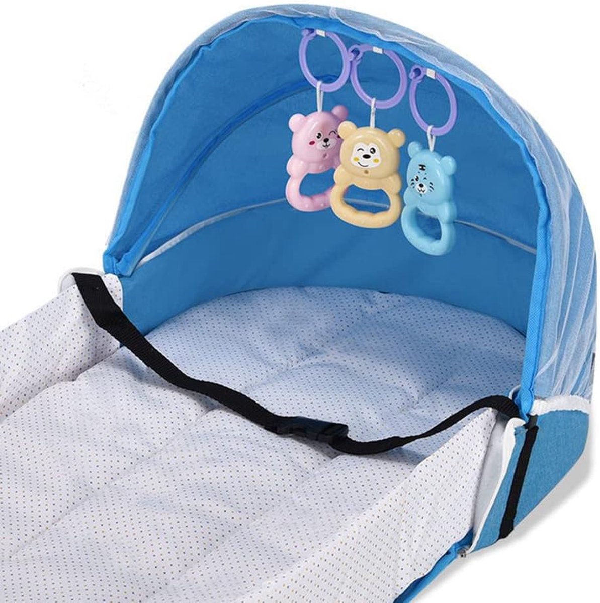 Co-sleeper - voor op Reis - Wieg - 2-in-1 opvouwbaar babybed met muggennet - Reisbed - Draagbaar reisbed - Multifunctioneel kinderbed - Knuffelnest - Muggennet - Zacht comfortabel reisbed - Wieg voor baby's en peuters