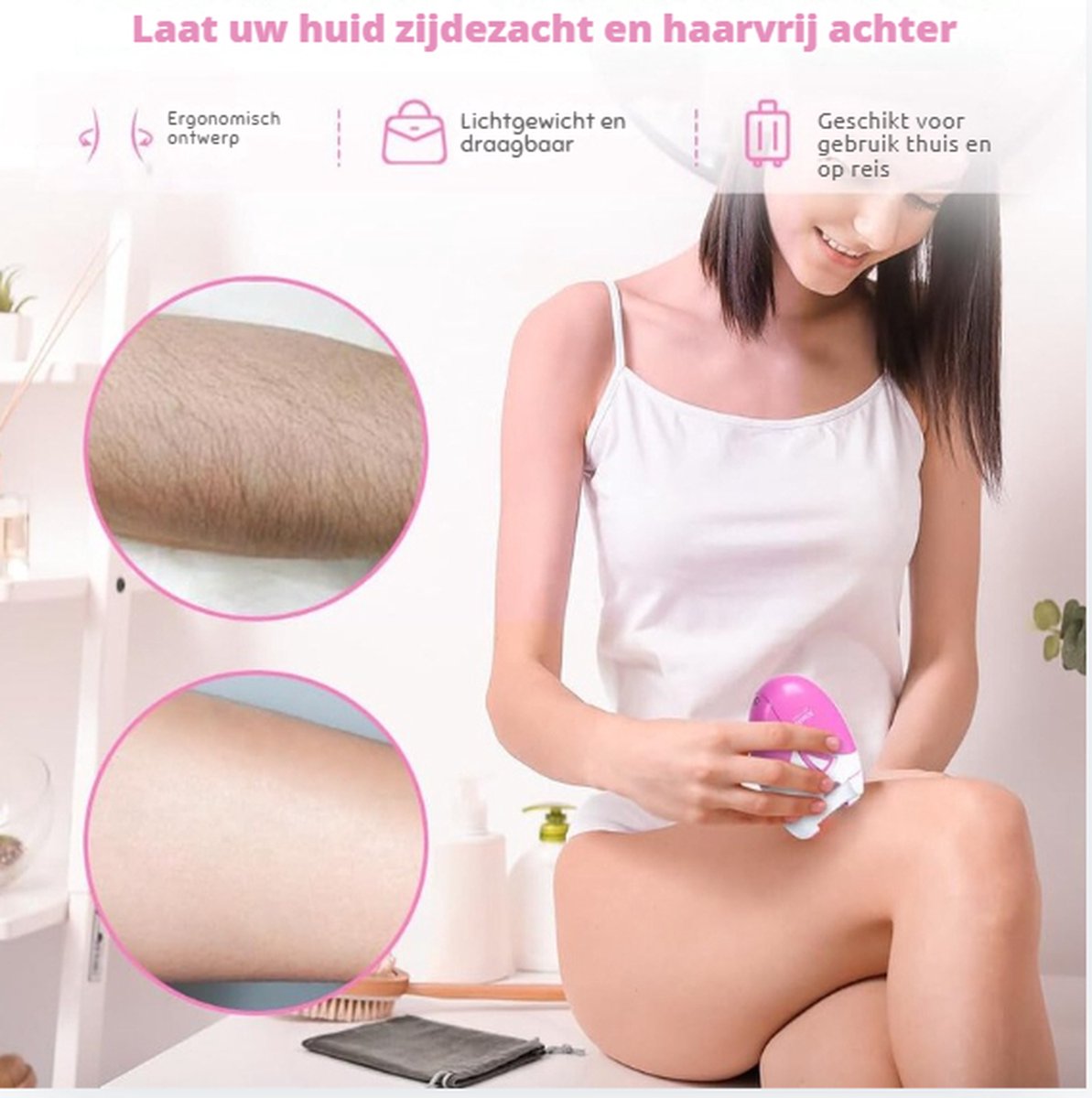 Gezichtsepilator - Draadloos - Elektrisch - Gezichtsscheerapparaat Dames - Met Led-Licht - Gladde Mini-Epilator - Voor Arm/been - Zacht Gezichtshaarverwijderingsapparaat