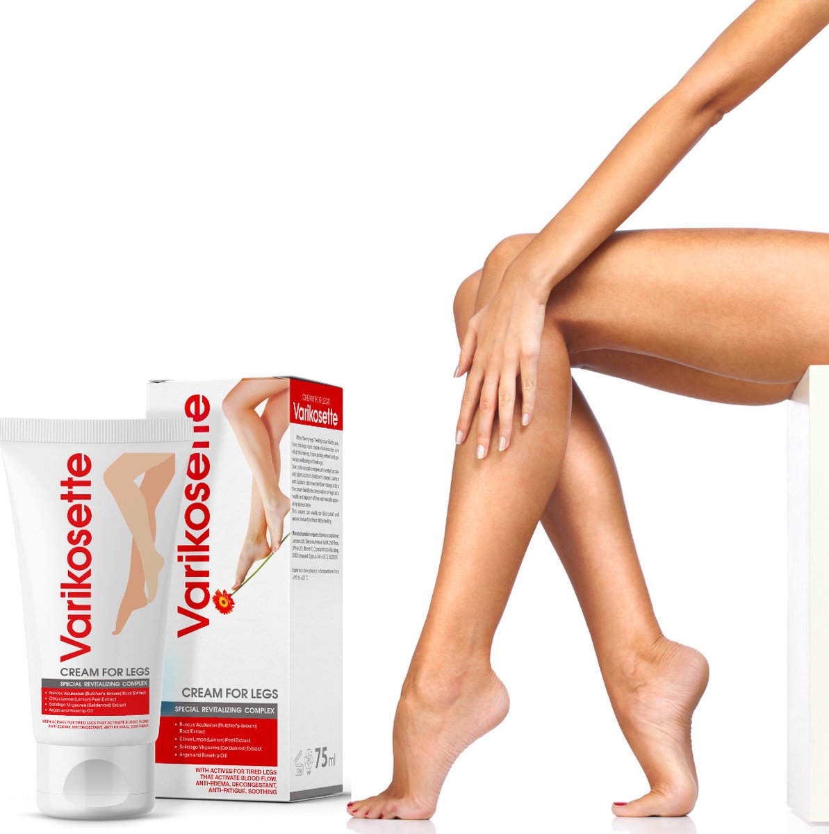 Varikosette - crème voor de benen - zware benen - vermoeide benen - spataderen - doorbloeding - etalagebenen - 2+1 gratis